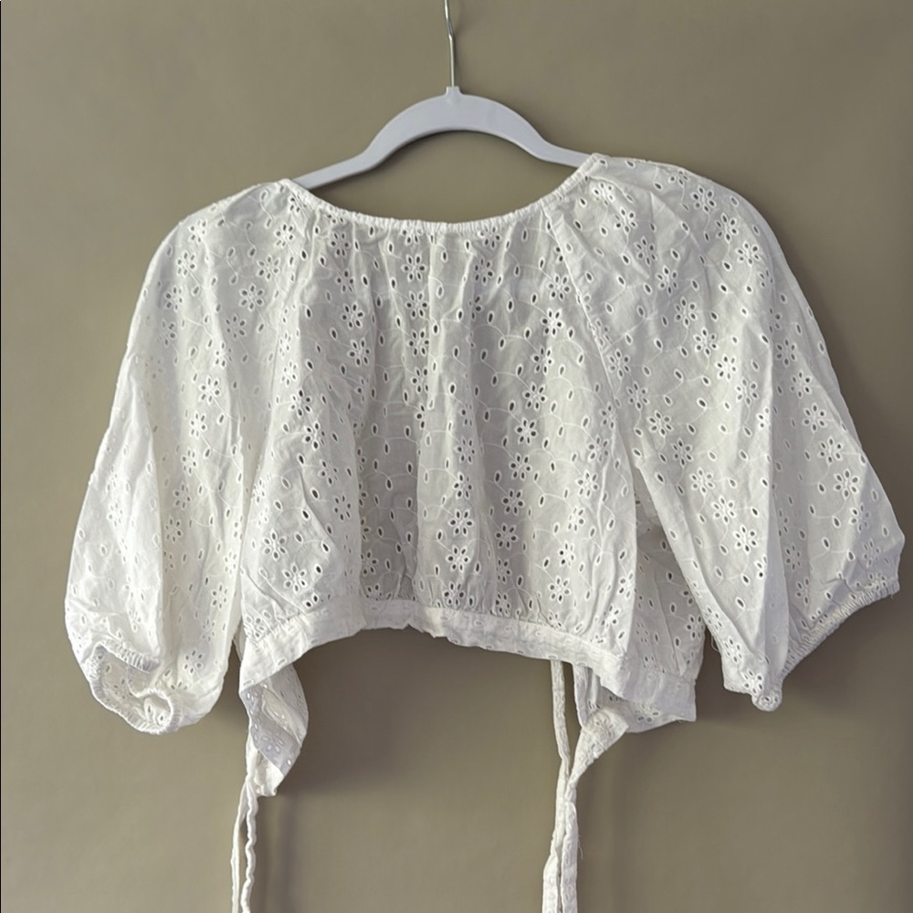 OAK & FORT White Eyelet Top